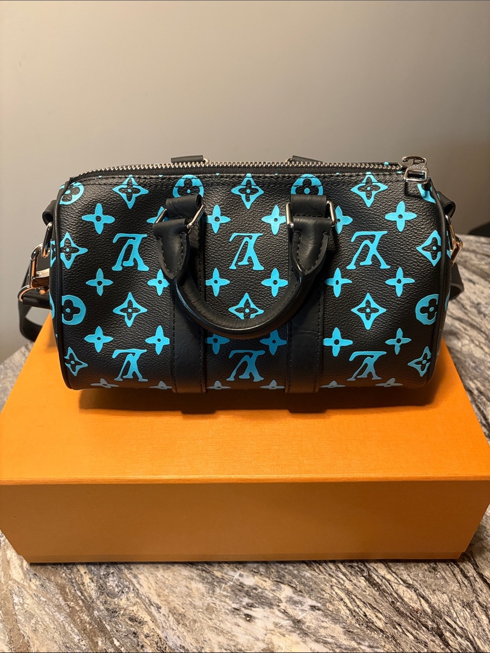 Louis Vuitton Black & Turquoise Monogram Mini Speedy Crossbody Bag (Runway) - Picture 4 of 13
